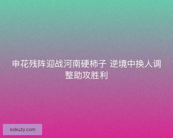 申花残阵迎战河南硬柿子 逆境中换人调整助攻胜利